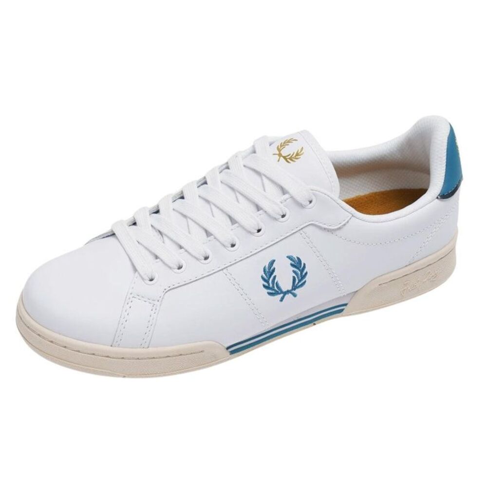Fred Perry Mens Bay Ocean Logo Leather Sneakers / White